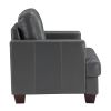 Modern Design 3pc Sofa Set Premium Faux Leather Upholstery Gray Sofa Loveseat Chair Comfort Tufted Detail Solid Wood Frame Living Room Furniture