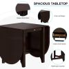 Retro Drop-Leaf Table Rubber Wood Dining Table with Spacious Tabletop Small Drawer for Small Space Kitchen Dark Brown