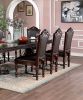 Majestic Traditional Set of 2pcs Side Chairs Brown Cherry Solid wood Faux Wood Carved Details Black Leatherette Seats Formal Dining Room Furniture