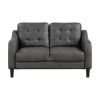 Gray 2pc Sofa Set Microfiber Upholstered Sofa Loveseat Set Button-Tufted Contoured Arms Solid Wood Frame Casual Living Room Furniture