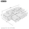 104" Pull Out Sleeper Sofa Reversible L-Shape 3 Seat Sectional Couch with Storage Chaise and 2 Stools for Living Room Furniture Set,Gray