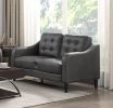 Gray 2pc Sofa Set Microfiber Upholstered Sofa Loveseat Set Button-Tufted Contoured Arms Solid Wood Frame Casual Living Room Furniture