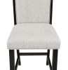 2pc Farmhouse Counter Height Upholstered Dining Chair Stools Upholstered with Comfortable Gray Padded Fabric Black Finish Wooden Dining Room Furniture