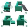 78'' Mid-Century Velvet Sofa, Couch Furniture with Bolster Pillows, Button Tufted Couch for Living Room, Tool-Free Assembly, Green