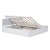 Full Size Wood Storage Hydraulic Platform Bed with Twin Size Trundle, Side Table and Lounge, White