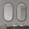 Wall Mounted Mirror 36"x18" Oval Bathroom Mirror Black Vanity Wall Mirror Pre-Set Hooks for Vertical or Horizontal Hang Ideal for Bedroom,Bathroom