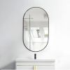 Wall Mounted Mirror 36"x18" Oval Bathroom Mirror Black Vanity Wall Mirror Pre-Set Hooks for Vertical or Horizontal Hang Ideal for Bedroom,Bathroom