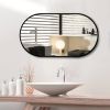 Wall Mounted Mirror 36"x18" Oval Bathroom Mirror Black Vanity Wall Mirror Pre-Set Hooks for Vertical or Horizontal Hang Ideal for Bedroom,Bathroom