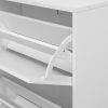 Natural Rattan 3 Door Shoe Rack, Freestanding Modern Shoe Storage Cabinet, for Entryway