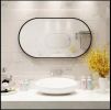 Wall Mounted Mirror 36"x18" Oval Bathroom Mirror Black Vanity Wall Mirror Pre-Set Hooks for Vertical or Horizontal Hang Ideal for Bedroom,Bathroom