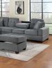Dark Gray Plush Microfiber Living Room Furniture 3-PCS Reversible Sectional Sofa Set Sofa w Cup Holder Reversible Chaise And Storage Ottoman
