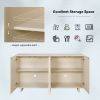 TREXM Modern Style Sideboard with Superior Storage Space, Hollow Door Design and 2 Adjustable Shelves for Living Room and Dining Room (Almond)