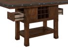 Dark Brown Finish Storage Base Counter Height Table 1pc Extension Leaf 2 Drawers 9-Bottles Wine Rack Decorative Metal Rivet Banding Dining Furniture