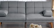 Blue Grey Color Polyfiber 2pc Sectional Sofa Set Living Room Furniture Solid wood Legs Tufted Couch Adjustable Sofa Chaise