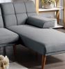Blue Grey Color Polyfiber 2pc Sectional Sofa Set Living Room Furniture Solid wood Legs Tufted Couch Adjustable Sofa Chaise