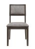 2pc Transitional Dining Side Chair with Upholstered Seat Back Dark Brown Gray Finish Dining Room Wooden Furniture