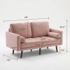 74'' Modern Love Seats Sofa Couch Furniture, Velvet Fabric Mid Century Couch for Living Room, Bedroom, Apartment/Easy, Tool-Free Assembly(Sofa, Pink)