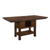 Dark Brown Finish Storage Base Counter Height Table 1pc Extension Leaf 2 Drawers 9-Bottles Wine Rack Decorative Metal Rivet Banding Dining Furniture