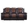 Modern Luxury Living Room Sofa Set 2pc Reclining Sofa Loveseat Formal Furniture Premium Faux Leather Upholstery Comfortable Two-Tone Brown Finish