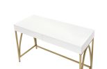Lightmane Desk; White High Gloss & Gold YJ