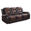 Modern Luxury Living Room Sofa Set 2pc Reclining Sofa Loveseat Formal Furniture Premium Faux Leather Upholstery Comfortable Two-Tone Brown Finish
