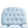360° Swivel Recliner Adjustable Chair Chenille Glider Swivel Reclining Sofa Chair with Black Metal Round Base - Blue