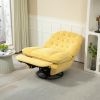 360° Swivel Recliner Adjustable Chair Chenille Glider Swivel Reclining Sofa Chair with Black Metal Round Base - Yellow