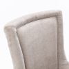 A&A Furniture,Ultra Side Dining Chair, Thickened fabric chairs with neutrally toned solid wood legs, Bronze nail head, Set of 2, Beige
