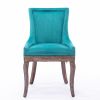 A&A Furniture,Ultra Side Dining Chair, Thickened fabric chairs with neutrally toned solid wood legs, Bronze nail head, Set of 2, Blue