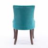A&A Furniture,Ultra Side Dining Chair, Thickened fabric chairs with neutrally toned solid wood legs, Bronze nail head, Set of 2, Blue