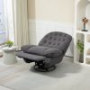 360° Swivel Recliner Adjustable Chair Chenille Glider Swivel Reclining Sofa Chair with Black Metal Round Base - Gray