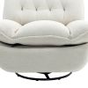 360° Swivel Recliner Adjustable Chair Chenille Glider Swivel Reclining Sofa Chair with Black Metal Round Base - Beige
