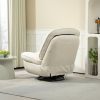 360° Swivel Recliner Adjustable Chair Chenille Glider Swivel Reclining Sofa Chair with Black Metal Round Base - Beige