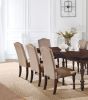Transitional Antique Cherry Beige Set of 2pc Side Chairs Padded Fabric Turned Legs Dining Room Furniture