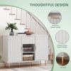 Storage cabinet Wave pattern 2 door With drawers buffets & sideboards for living room, dining room, bedroom , hall, white, 47.2''w x 15.8''d x 33.5''h