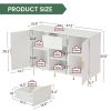 Storage cabinet Wave pattern 2 door With drawers buffets & sideboards for living room, dining room, bedroom , hall, white, 47.2''w x 15.8''d x 33.5''h