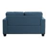 Transitional Style 2pc Sofa Set Blue Textured Fabric Upholstered Sofa and Loveseat Track Arms Solid Wood Frame Living Room Furniture 1pc