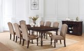 Transitional Antique Cherry Beige Set of 2pc Side Chairs Padded Fabric Turned Legs Dining Room Furniture