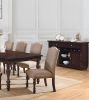 Transitional Antique Cherry Beige Set of 2pc Side Chairs Padded Fabric Turned Legs Dining Room Furniture