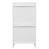 Natural Rattan 3 Door Shoe Rack, Freestanding Modern Shoe Storage Cabinet, for Entryway