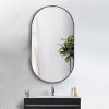 Wall Mounted Mirror 36"x18" Oval Bathroom Mirror Black Vanity Wall Mirror Pre-Set Hooks for Vertical or Horizontal Hang Ideal for Bedroom,Bathroom
