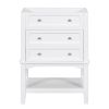 24" Bathroom Vanity Without Sink, Base Only, Solid Wood Frame, Bathroom Storage Cabinet with Drawer and Open Shelf, White
