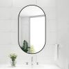 Wall Mounted Mirror 36"x18" Oval Bathroom Mirror Black Vanity Wall Mirror Pre-Set Hooks for Vertical or Horizontal Hang Ideal for Bedroom,Bathroom