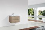 36'' Wall Mounted Single Bathroom Vanity in Natural Wood