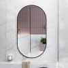 Wall Mounted Mirror 36"x18" Oval Bathroom Mirror Black Vanity Wall Mirror Pre-Set Hooks for Vertical or Horizontal Hang Ideal for Bedroom,Bathroom