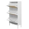Natural Rattan 3 Door Shoe Rack, Freestanding Modern Shoe Storage Cabinet, for Entryway