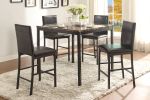 Counter Height Table 1pc Metal Frame Faux Mable Top Square Transitional Dining Room Furniture