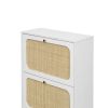 Natural Rattan 3 Door Shoe Rack, Freestanding Modern Shoe Storage Cabinet, for Entryway