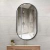 Wall Mounted Mirror 36"x18" Oval Bathroom Mirror Black Vanity Wall Mirror Pre-Set Hooks for Vertical or Horizontal Hang Ideal for Bedroom,Bathroom