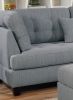 Modern 3pc Sectional Sofa Set Reversible Chaise Sofa Ottoman Gray Linen Like Fabric Living Room Furniture Couch